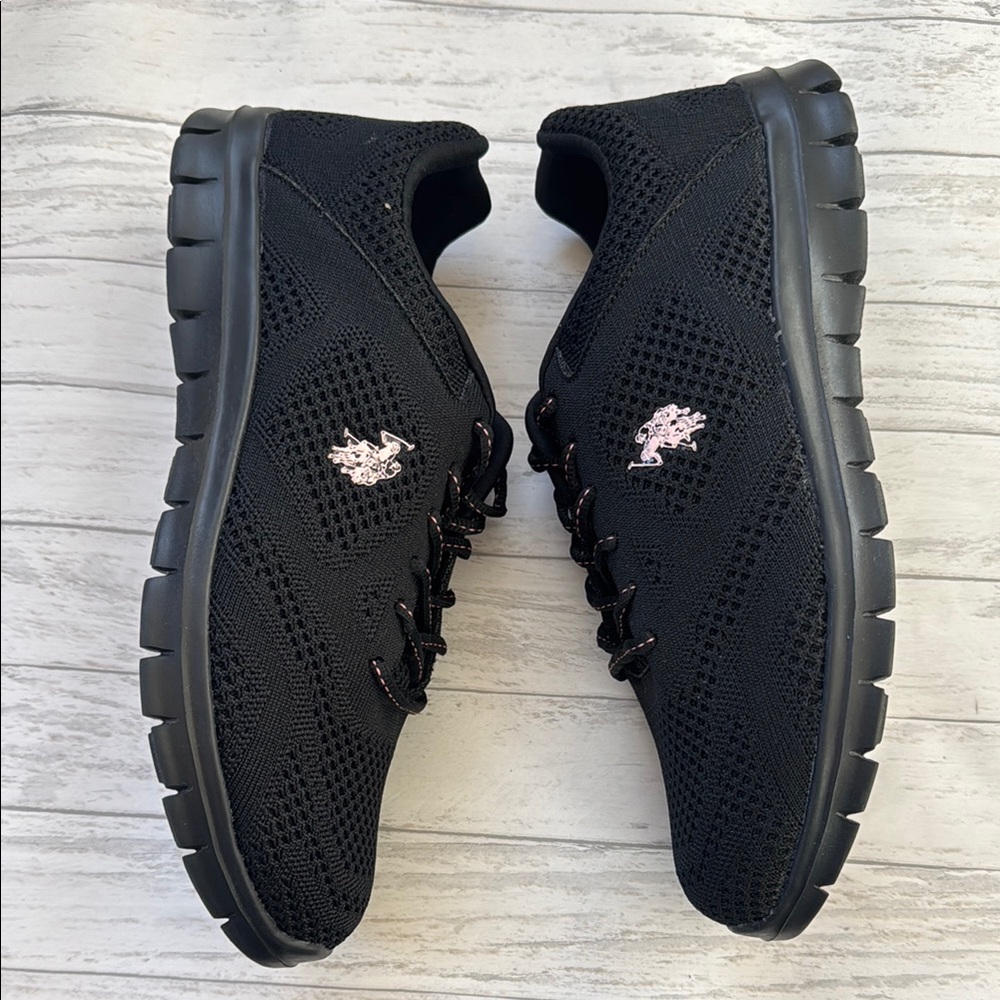 NWT U.S. Polo Assn. Women’s Black Lightweight Sneakers - Pink Accent, Size 11